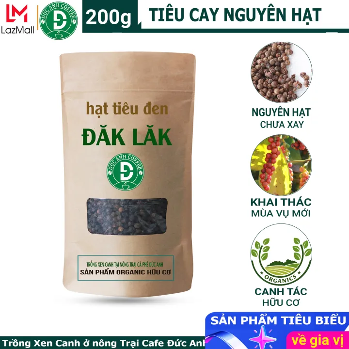 [trợ giá] Gói 200g tiêu Hạt sạch, tiêu hữu cơ Tiêu cay, thơm chất lượng được trồng xen canh nông trại cafe Đức Anh - TOP BAN CHAY90.000