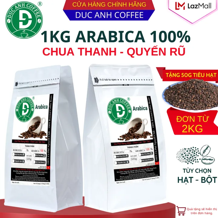 [SALE MẠNH] 1KG Cà Phê Rang Mộc Arabica DreamCafe  Cầu Đất Quyến Rũ, Chua Thanh, Thơm Nhiều, Cafein Thấp tùy chọn pha phin, pha máy, pha cafe cold brew 2 Gói 500g - cafe đặc sản415.000